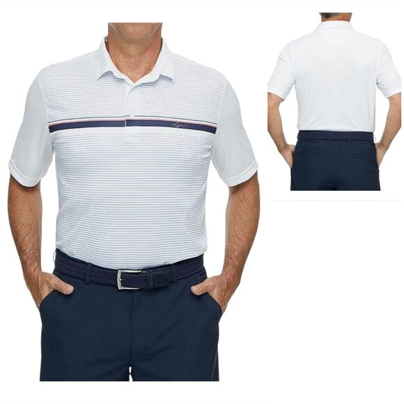 Greg Norman Men’s White Striped Golf Polo Shirt Size XL Lots Of 3 - Picture 15 of 16
